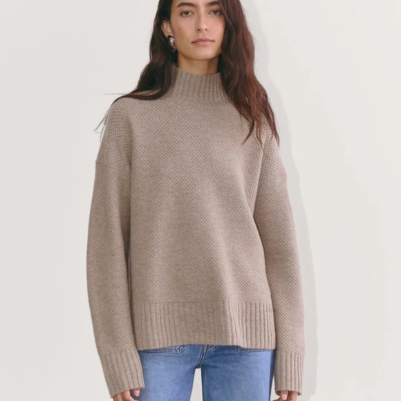 Everlane Sweaters - Everlane The Honeycomb Funnel Neck Sweater in Wool Cashmere Oatmeal XS